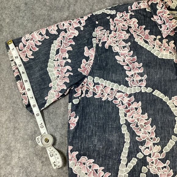 Cooke Street Honolulu Mens XL Hawaiian Floral Blue Button Camp Shirt U.S.A Made - Picture 9 of 15